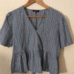 Madewell Black and White Checkered Blouse